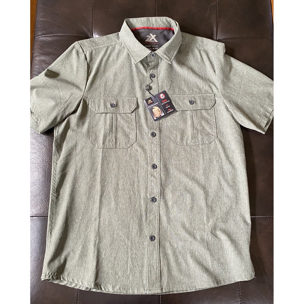 NWT ZeroXposur Shirt Mens Small Green‎ Short Sleeve UPF30 Vented Travel Series